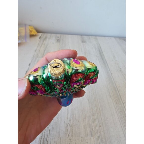 Glitter peacock green ornament glass Xmas tree blue - Picture 8 of 11